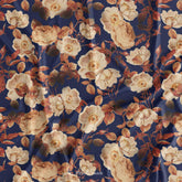 Blue Rose Floral Digital Printed Fabric Material Wholesale Market